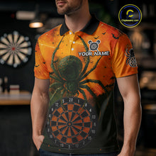 Load image into Gallery viewer, Custom Orange Spider Dartboard Halloween Dart Men Polo Shirt Grunge Dart Jerseys NYN1615