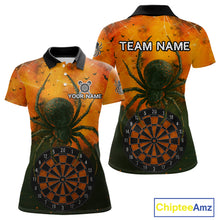 Load image into Gallery viewer, Custom Orange Spider Dartboard Halloween Dart Women Polo Shirt Grunge Dart Jerseys NYN1615