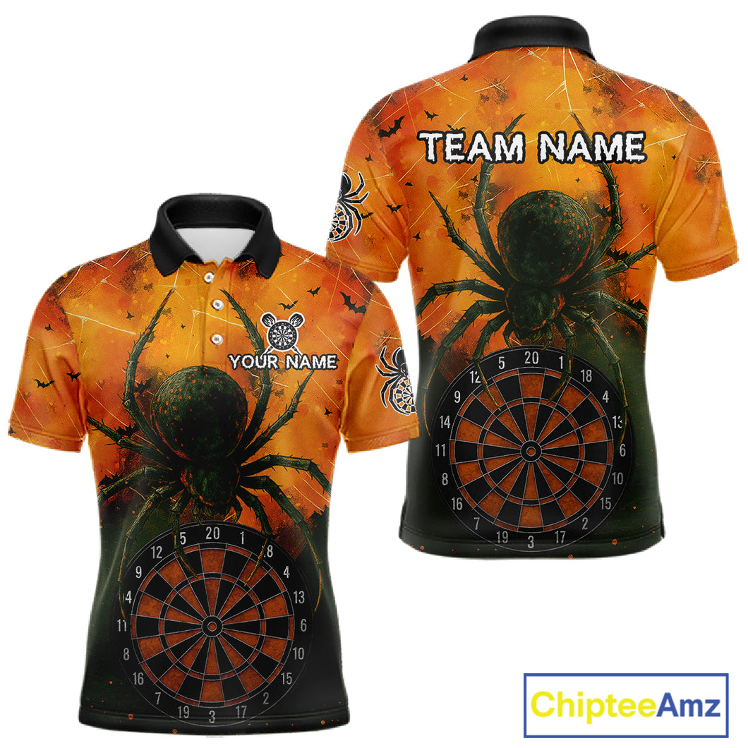 Custom Orange Spider Dartboard Halloween Dart Men Polo Shirt Grunge Dart Jerseys NYN1615