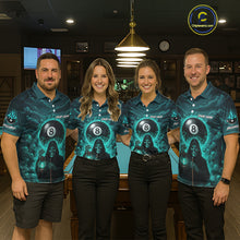 Load image into Gallery viewer, Teal Thunder Grim Reaper 8 Ball Pool Women Polo &amp; 1/4-Zip Shirt Custom Billiard Ball &amp; Cue Gifts NYN2436