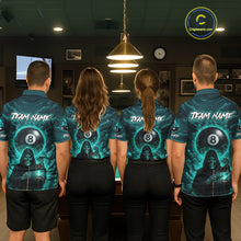 Load image into Gallery viewer, Teal Thunder Grim Reaper 8 Ball Pool Women Polo &amp; 1/4-Zip Shirt Custom Billiard Ball &amp; Cue Gifts NYN2436