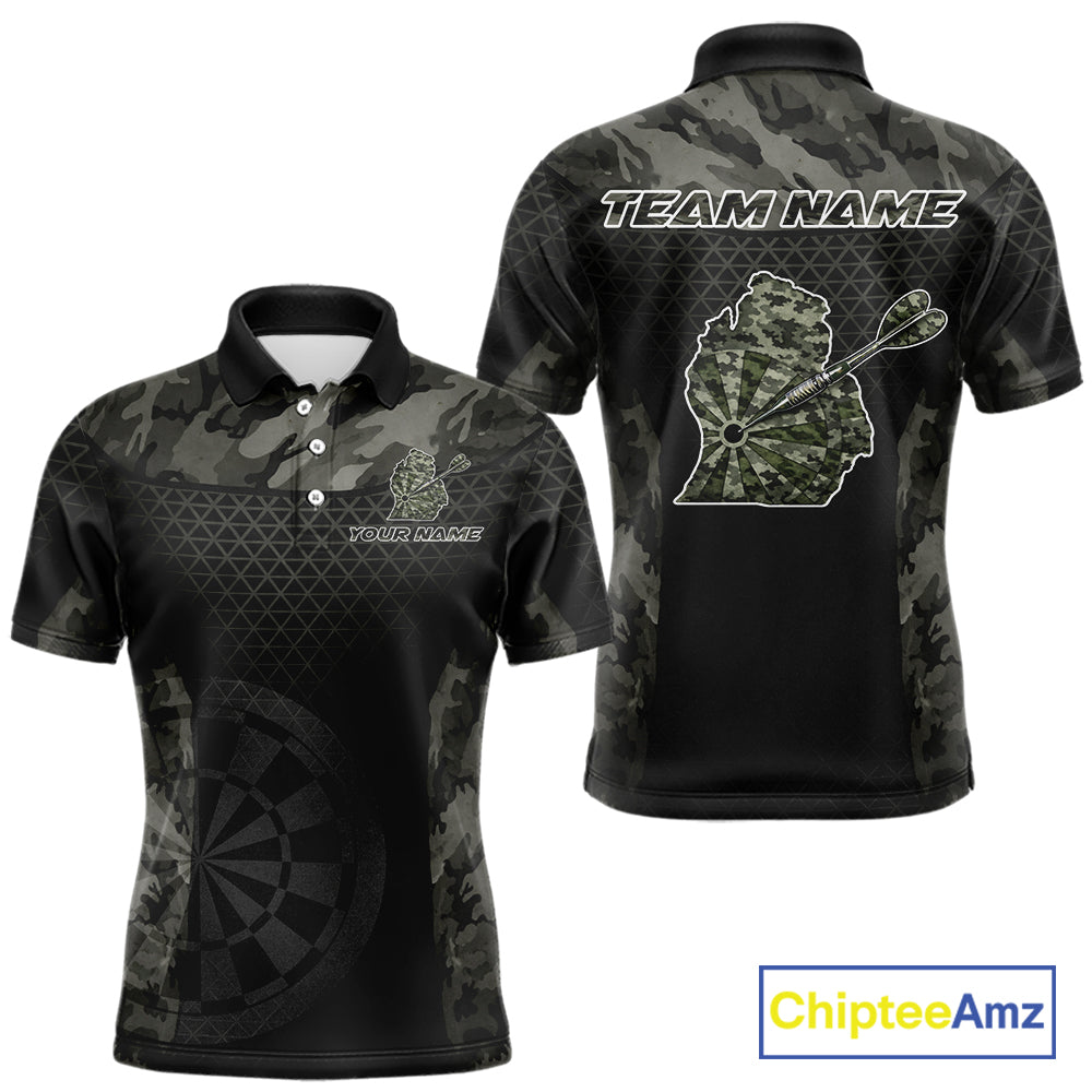 Personalized Black Dartboard Camouflage Darts Polo & 1/4-Zip Shirts For Men Dart Team Jerseys NYN2816
