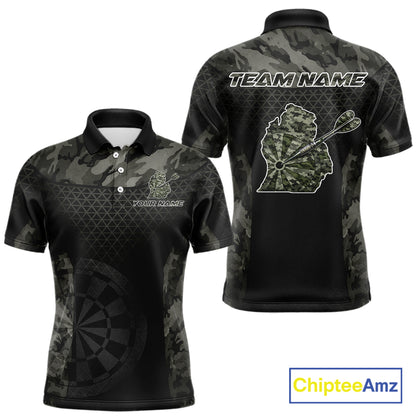 Personalized Black Dartboard Camouflage Darts Polo & 1/4-Zip Shirts For Men Dart Team Jerseys NYN2816