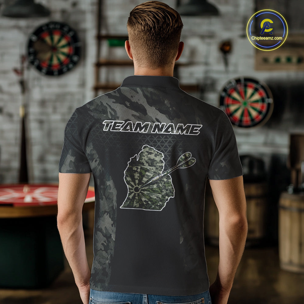 Personalized Black Dartboard Camouflage Darts Polo & 1/4-Zip Shirts For Men Dart Team Jerseys NYN2816