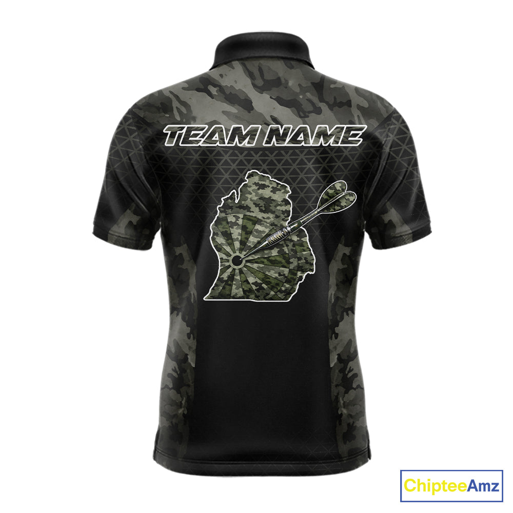 Personalized Black Dartboard Camouflage Darts Polo & 1/4-Zip Shirts For Men Dart Team Jerseys NYN2816