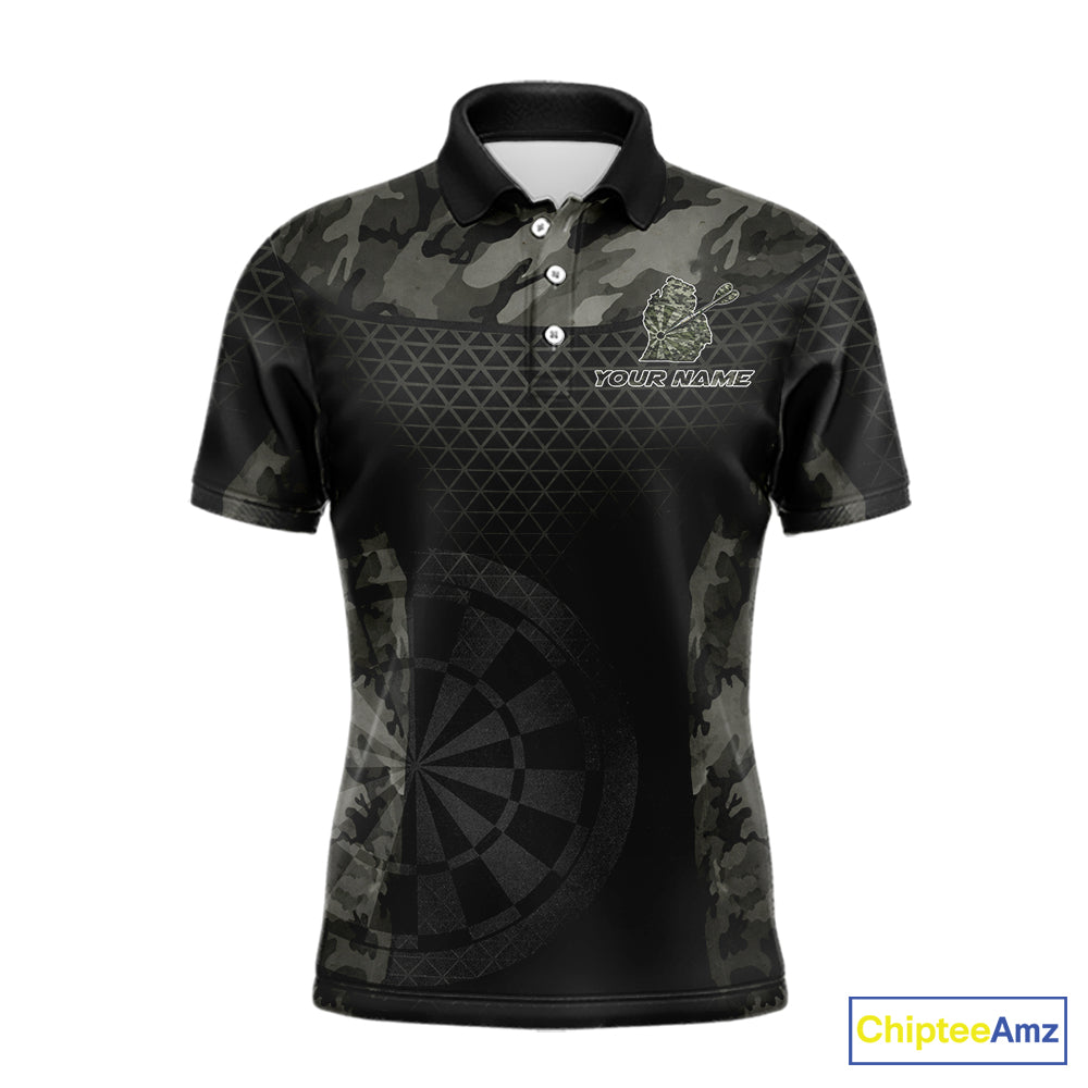 Personalized Black Dartboard Camouflage Darts Polo & 1/4-Zip Shirts For Men Dart Team Jerseys NYN2816