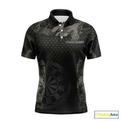 Personalized Black Dartboard Camouflage Darts Polo & 1/4-Zip Shirts For Men Dart Team Jerseys NYN2816