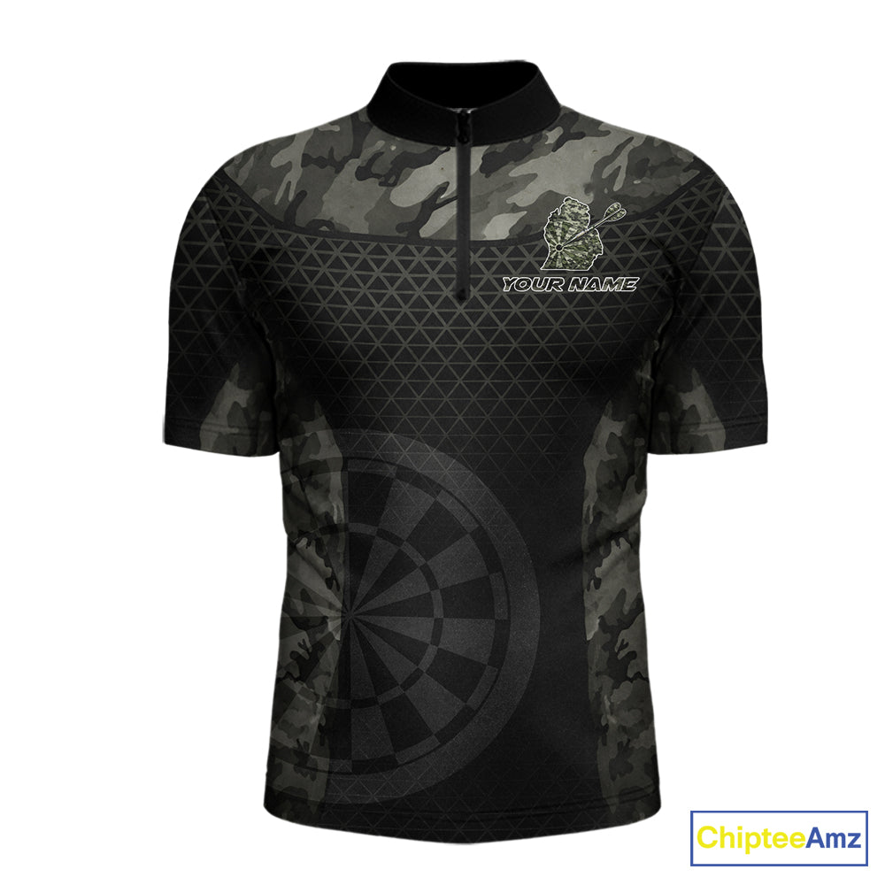 Personalized Black Dartboard Camouflage Darts Polo & 1/4-Zip Shirts For Men Dart Team Jerseys NYN2816