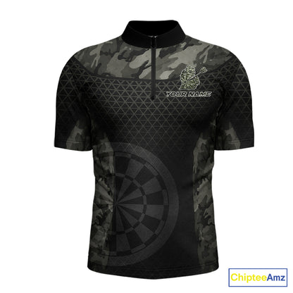 Personalized Black Dartboard Camouflage Darts Polo & 1/4-Zip Shirts For Men Dart Team Jerseys NYN2816