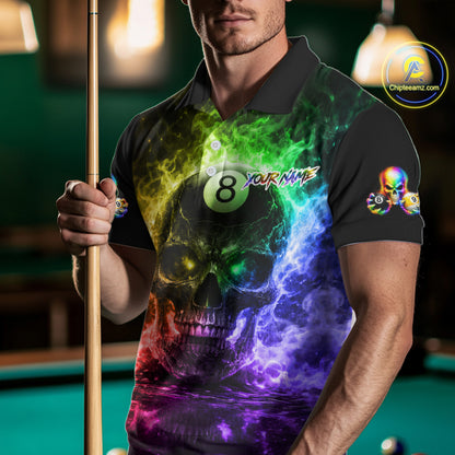 Fire Flame Skull Pool 8 Ball & 9 Ball Billiard Shirt For Men Custom Billiard Team Attire|Colorful NYN2665