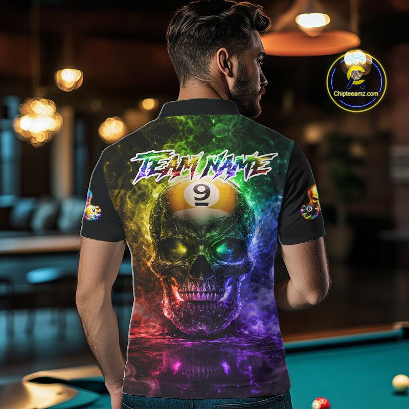 Fire Flame Skull Pool 8 Ball & 9 Ball Billiard Shirt For Men Custom Billiard Team Attire|Colorful NYN2665