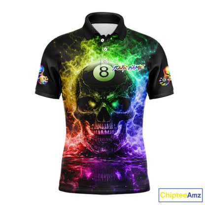 Fire Flame Skull Pool 8 Ball & 9 Ball Billiard Shirt For Men Custom Billiard Team Attire|Colorful NYN2665