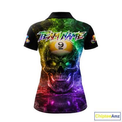 Fire Flame Skull Pool 8 Ball & 9 Ball Billiard Shirt For Women Custom Billiard Team Attire|Colorful NYN2665