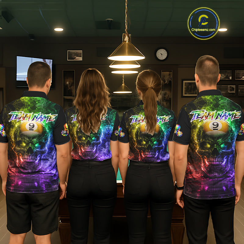 Fire Flame Skull Pool 8 Ball & 9 Ball Billiard Shirt For Men Custom Billiard Team Attire|Colorful NYN2665