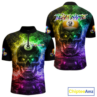 Fire Flame Skull Pool 8 Ball & 9 Ball Billiard Shirt For Men Custom Billiard Team Attire|Colorful NYN2665