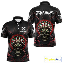 Load image into Gallery viewer, Custom Lightning Red Smokes Skull Dartboard Men Darts Polo Shirt Skull Dart Jerseys NYN1916