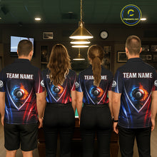 Load image into Gallery viewer, Blue And Red Flames 8 Ball Pool Men Polo &amp; 1/4-Zip Team Shirts Custom Billiards Ball Apparel NYN2457