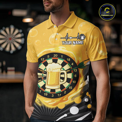 Personalized Play Darts And Cheer Beers Men Darts Polo Shirts Funny Dart League Jerseys NYN2184