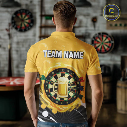 Personalized Play Darts And Cheer Beers Men Darts Polo Shirts Funny Dart League Jerseys NYN2184