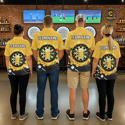 Personalized Play Darts And Cheer Beers Women Darts Polo Shirts Funny Dart League Jerseys NYN2184