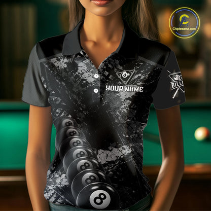 Aim Shoot Swear Repeat Ball Pool Women Polo & 1/4-Zip Team Shirt Custom 8 Ball Billiards Apparel NYN2466