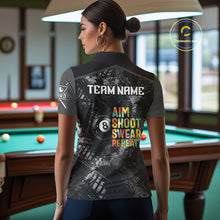 Load image into Gallery viewer, Aim Shoot Swear Repeat Ball Pool Women Polo &amp; 1/4-Zip Team Shirt Custom 8 Ball Billiards Apparel NYN2466