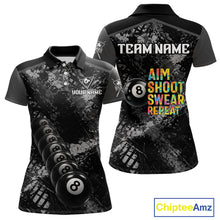 Load image into Gallery viewer, Aim Shoot Swear Repeat Ball Pool Women Polo &amp; 1/4-Zip Team Shirt Custom 8 Ball Billiards Apparel NYN2466