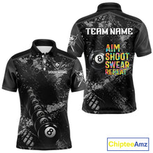 Load image into Gallery viewer, Aim Shoot Swear Repeat Ball Pool Men Polo &amp; 1/4-Zip Team Shirt Custom 8 Ball Billiards Apparel NYN2466
