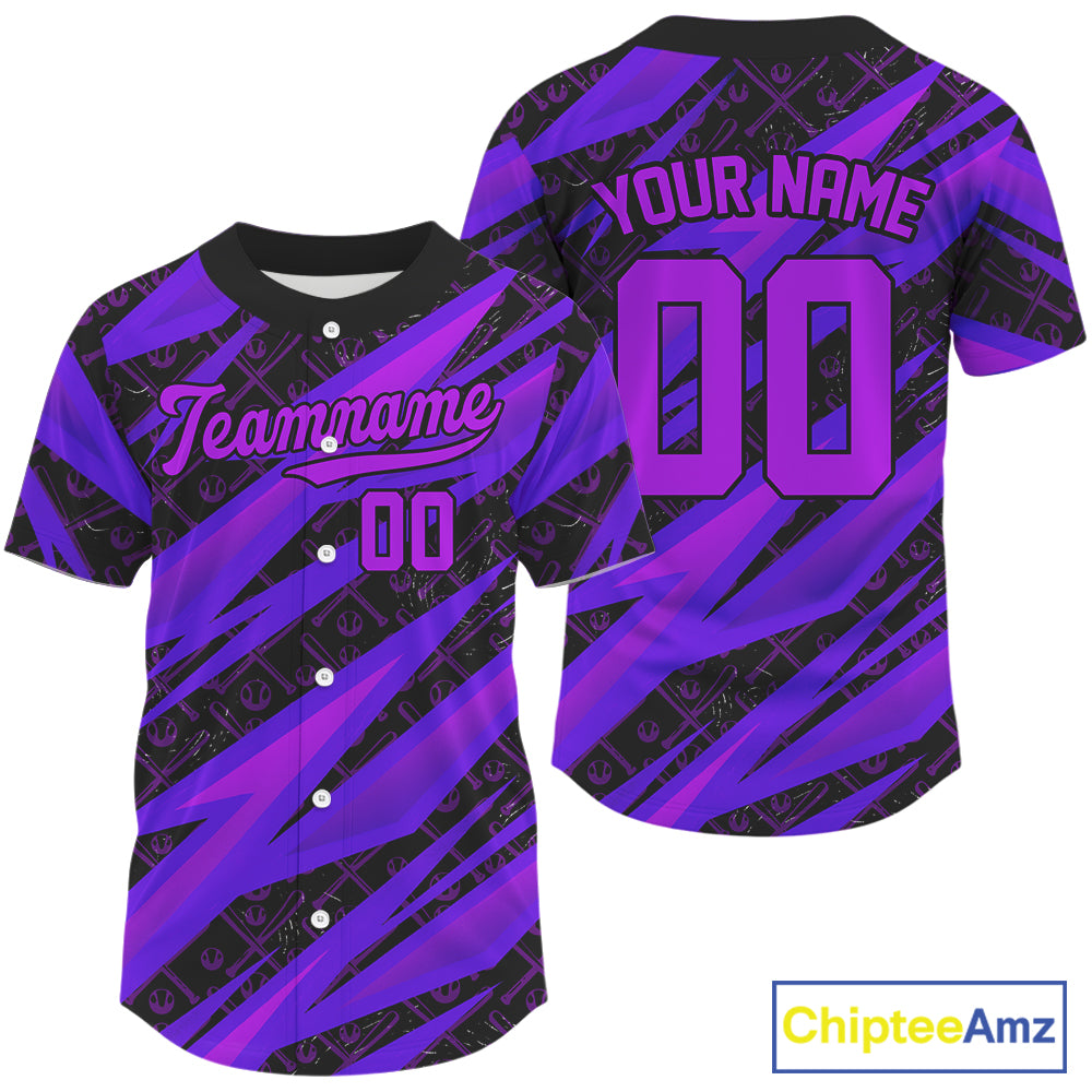 Custom Black And Purple Baseball Jerseys For Men Youth Baseball Tournament Jerseys NYN1398