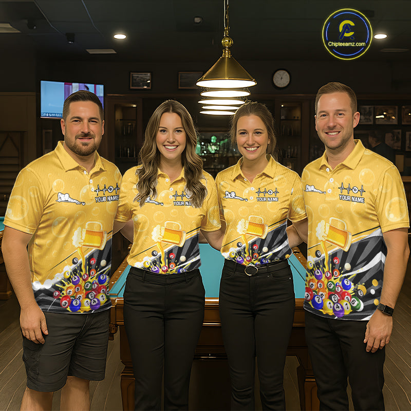 Funny Beer And Pool Balls Billiard Team Shirt For Women Custom Billiard Polo & 1/4 Zip Attire NYN2477