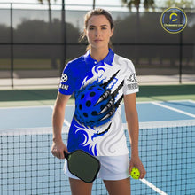 Load image into Gallery viewer, White &amp; Blue Claw Scratches Pickleball Ball T-Shirt For Women Custom Pickleball Jerseys NYN2484