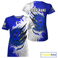 Load image into Gallery viewer, White &amp; Blue Claw Scratches Pickleball Ball T-Shirt For Women Custom Pickleball Jerseys NYN2484