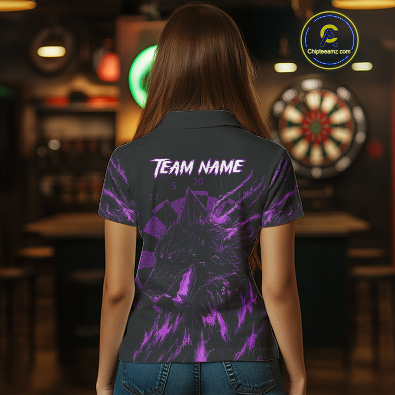 Custom Black-Purple Wolf Grunge Dart Jersey For Women Horror Grunge Dart Team Jerseys NYN1402