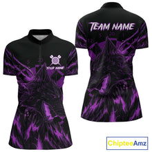 Load image into Gallery viewer, Custom Black-Purple Wolf Grunge Dart 1/4-Zip Jersey For Women Horror Grunge Dart Team Jerseys NYN1402
