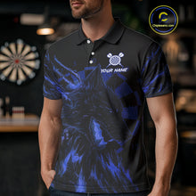 Load image into Gallery viewer, Custom Black-Blue Wolf Grunge Dart Jersey For Men Horror Grunge Dart Team Jerseys NYN1403