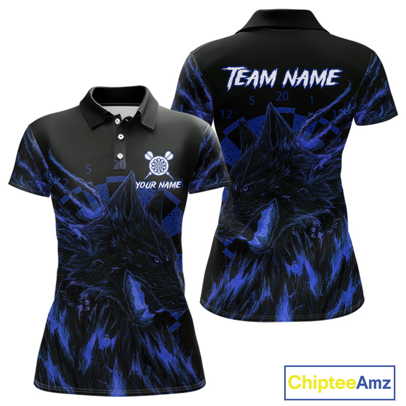 Custom Black-Blue Wolf Grunge Dart Jersey For Women Horror Grunge Dart Team Jerseys NYN1403