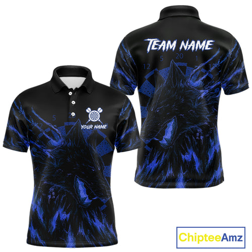Custom Black-Blue Wolf Grunge Dart Jersey For Men Horror Grunge Dart Team Jerseys NYN1403
