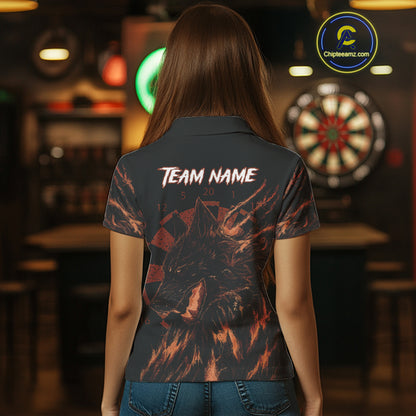 Custom Black-Orange Wolf Grunge Dart Jersey For Women Horror Grunge Dart Team Jerseys NYN1404