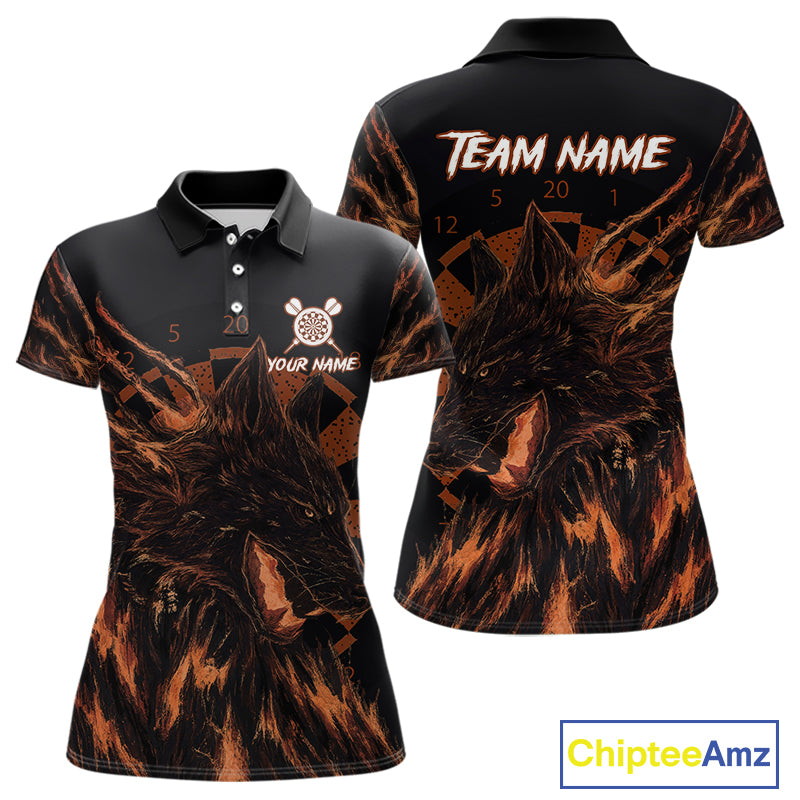 Custom Black-Orange Wolf Grunge Dart Jersey For Women Horror Grunge Dart Team Jerseys NYN1404