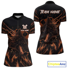 Load image into Gallery viewer, Custom Black-Orange Wolf Grunge Dart 1/4-Zip Jersey For Women Horror Grunge Dart Team Jerseys NYN1404