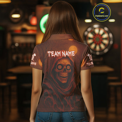 Custom Spooky Skull Dartboard Halloween Dart Jersey For Women Hallows’ Eve Dart Team Jerseys NYN1401