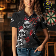 Load image into Gallery viewer, Custom Red Roses Blood Dripping Skull Dartboard Women Darts Polo Shirt  Dart Jerseys NYN1927