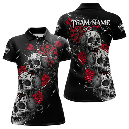 Custom Red Roses Blood Dripping Skull Dartboard Women Darts Polo Shirt  Dart Jerseys NYN1927