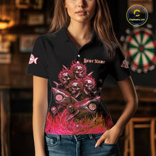 Load image into Gallery viewer, Custom Red Flames Shark And Skull 3D Women Darts Polo League Shirts Funny Dart Jerseys NYN2204