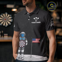 Load image into Gallery viewer, Custom Black Galaxy Astronaut Dart Polo Shirt For Men Outfit Dart Team Jerseys NYN1417