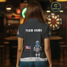 Load image into Gallery viewer, Custom Black Galaxy Astronaut Dart Polo Shirt For Women Outfit Dart Team Jerseys NYN1417