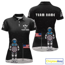 Load image into Gallery viewer, Custom Black Galaxy Astronaut Dart Polo Shirt For Women Outfit Dart Team Jerseys NYN1417