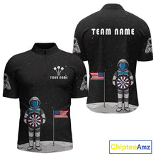 Load image into Gallery viewer, Custom Black Galaxy Astronaut Dart 1/4-Zip Shirt For Men Outfit Dart Team Jerseys NYN1417