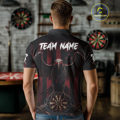Red Gothic Eagle Skull Dartboard Custom Men Darts Polo Shirt Grunge US Flag Dart Jerseys NYN1943