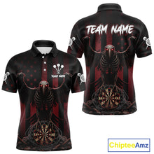 Load image into Gallery viewer, Red Gothic Eagle Skull Dartboard Custom Men Darts Polo Shirt Grunge US Flag Dart Jerseys NYN1943